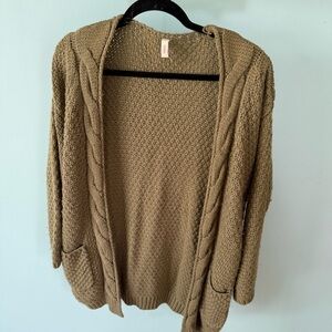 Wishlist Green Cable Knit Cardigan Sweater